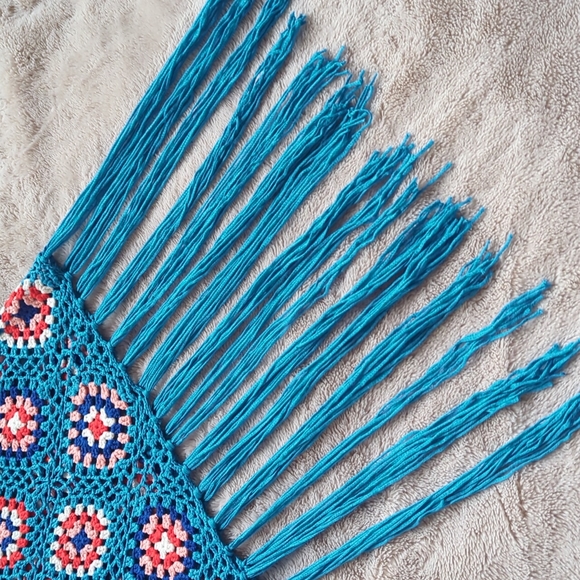 Geometric Pattern Tassel Trim Open Knit Skirt - Picture 6 of 8